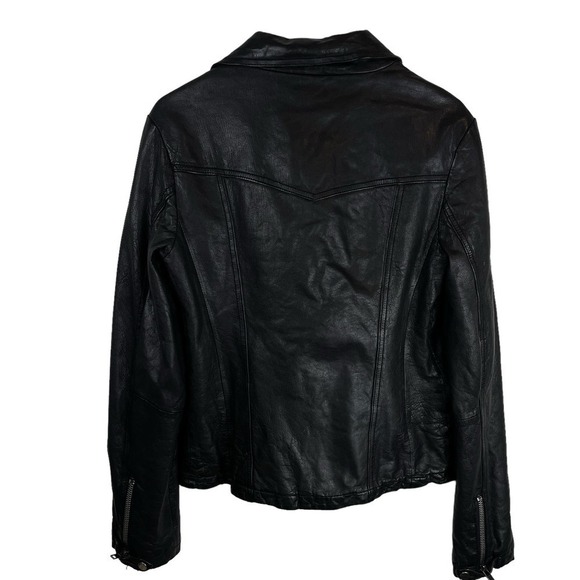 All Saints Altamont Leather Asymmetric Biker Jacket Black Size 12 - Picture 11 of 11